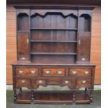 Late 19th century oak dresser and rack of fine quality in the 18th century style of good proportions