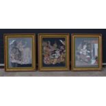 A trio of framed silk screen prints depicting Hindu Warriers amongst various scenes (3). 66 x