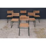 A set of six retro vintage mid 20th century village hall stacking chairs / dining chairs in the