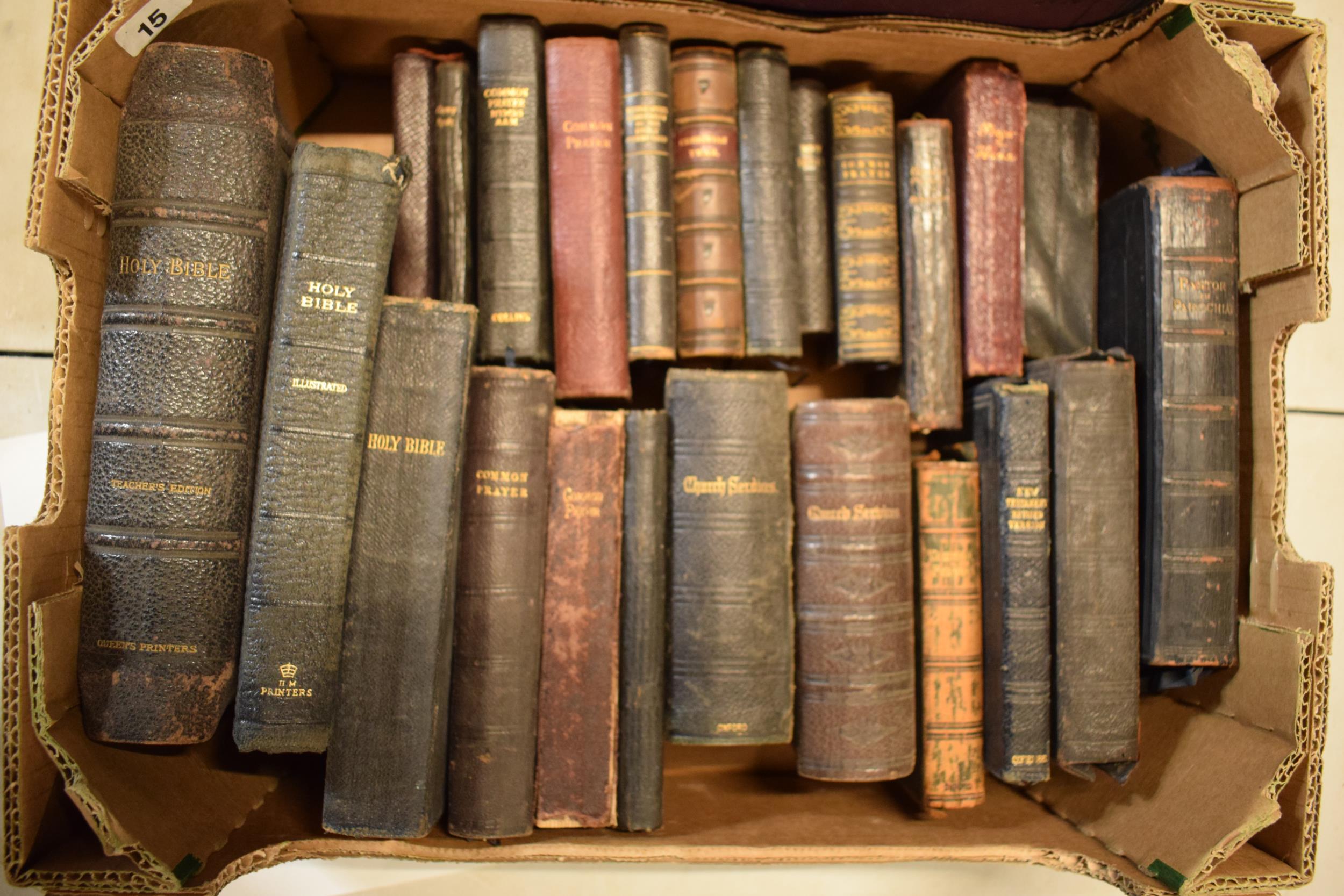 A large collection of old Bibles and prayer books etc of varying sizes to include a couple of - Image 2 of 5