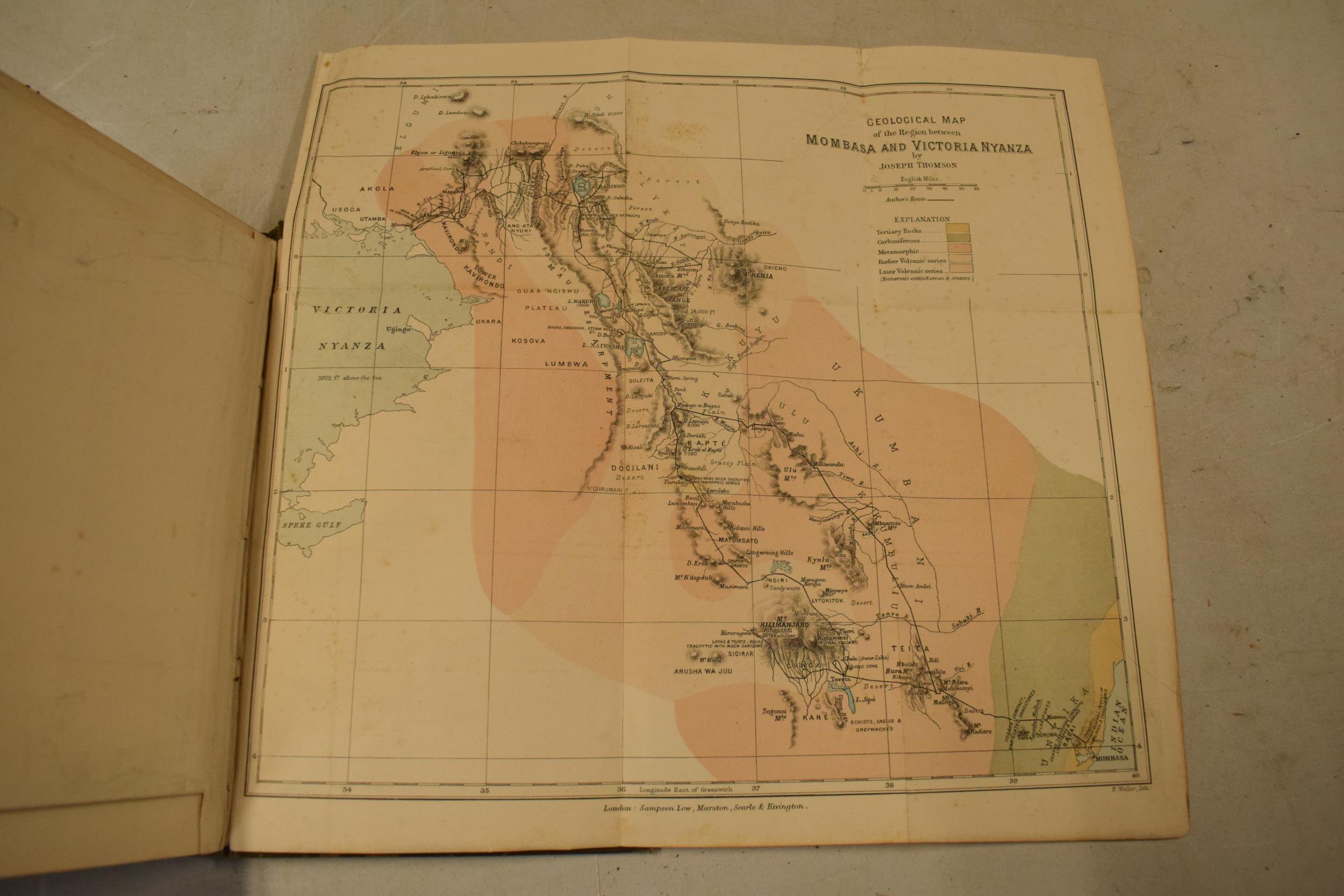 Hardback book: 'Through Masai Lane' by Joseph Thomson FRGS. 2nd edition 1885 with tissue guard to - Image 9 of 16