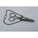 A pair of silver chatelaine scissors London 1902 with steel blades.