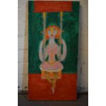 Vincent Bennett (Plymouth 1910-1993), unframed oil on canvas, 'Girl on a Swing', 61cm x 31cm. ARR