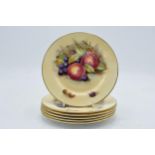A set of 6 Aynsley Orchard Gold 16cm side plates signed by D James (6). In good condition with no