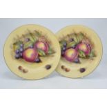 A pair Aynsley Orchard Gold 27cm diameter dinner plate with gilded decoration (2). Signed D.James.