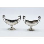 A pair of hallmarked silver table salts (2). Chester 1898. 73.7 grams.