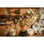 A mixed collection of items to include Moorland pottery Stokie mugs, costume jewellery, wrist