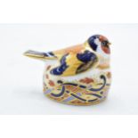 Royal Crown Derby paperweight in the form of a Goldfinch Nesting. First quality with stopper. In