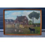 A framed oil on board 'Hemlocks Farm' signed by H J Tooth, believed to be from Cannock or the