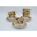 A set of 6 cups and saucers by Royal Albert in the Lady Hamilton pattern (12 pieces). In good