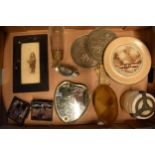 An interesting collection of items to include Japanese ornate hand mirrors, Art-Nouveau photo