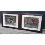 A pair of framed and mounted Cecil Aldin chromolithographs to include The Connoisseurs 'Bowl of