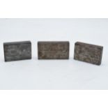 A trio of steel stamp blocks or similar. 7 x 4cm largest.