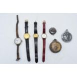 A mixed collection of watches and pocket watches to include trench-style examples, Smiths top-wind