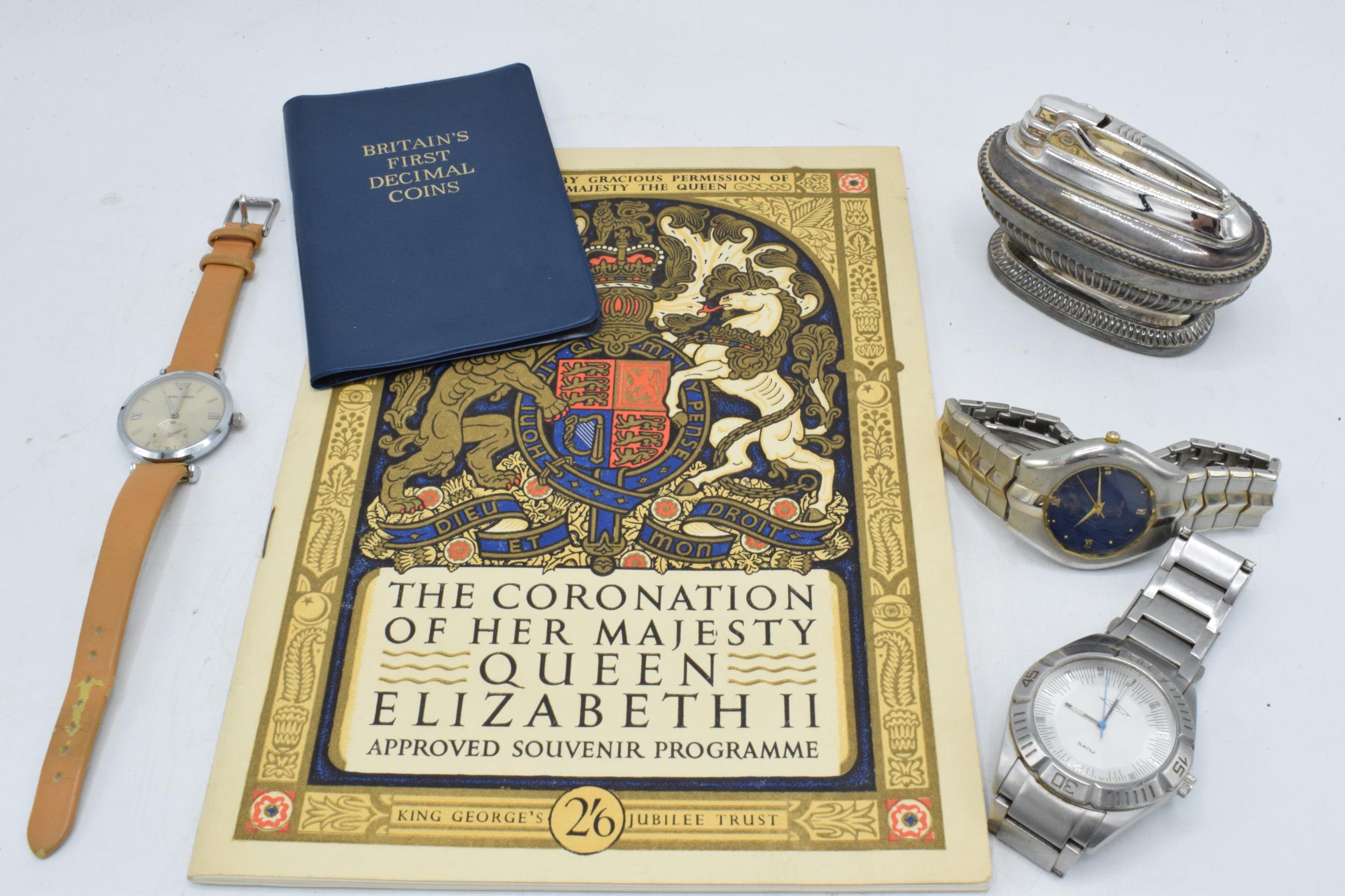 A collection of items to include a Ronson table lighter, Coronation of Queen Elizabeth II Approved - Image 2 of 2