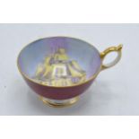 Aynsley Fine Bone China tea cup decorated with a sailing ship / galleon at sea. 13cm diameter inc