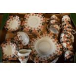 A collection of tea ware by Royal Albion and Royal Vale in similar patterns to include cups and