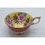 Aynsley fine bone china cup decorated in a Pink Rose / Cabbage Rose style. In good condition with no