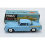 Boxed Corgi No. 211 Studebaker Golden Hawk in blue with gold flashes, silver trim and flat spun