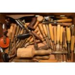 A mixed collection of vintage woodworkers tools and similar to include makes such as Marples,