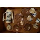 A mid century coffee set by Porcelain Empire Company in the Checkmate design to include a coffee
