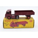 Boxed Dinky Toys No.421 electric articulated lorry in maroon with red hubs and British Railways