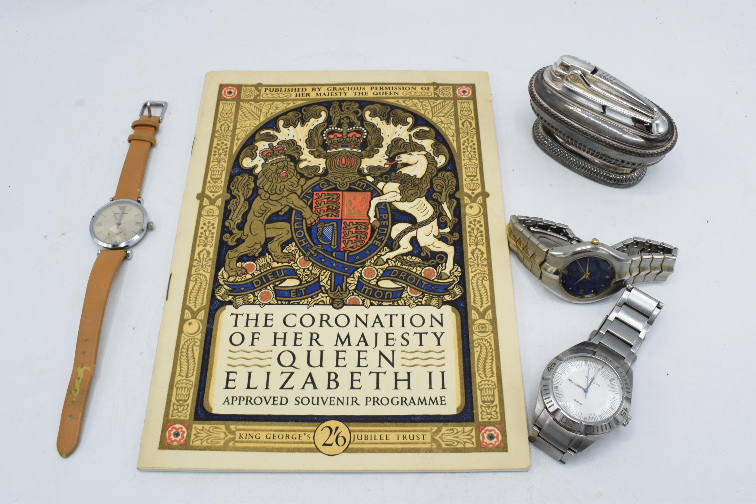 A collection of items to include a Ronson table lighter, Coronation of Queen Elizabeth II Approved