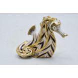 Boxed Royal Crown Derby paperweight in the form of a Paptim Seahorse. First quality with stopper. In