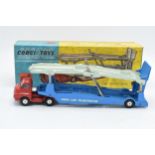 Boxed Corgi Major Toys 1101 Bedford Carrimore Car Transporter, red cab, blue transporter body,