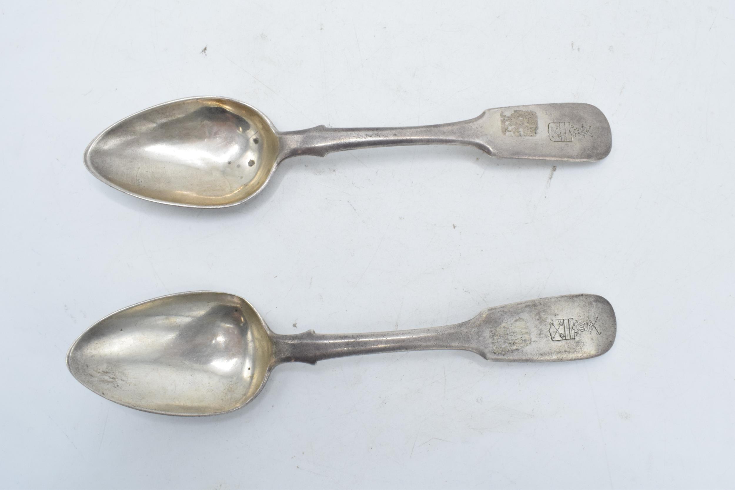 A pair of Russian silver dessert spoons St Petersburg (2). 83.8 grams. - Image 2 of 4