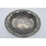 Early 20th century French pewter dish in the Arts and Crafts style marked 'Rispal' with 'Etain' on