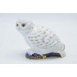 Royal Crown Derby paperweight in the form of a Snowy Owl. First quality with stopper. In good