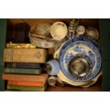 A mixed collection of items to include various cookery books, 19th century pottery, Wedgwood