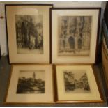 A quartet of etchings and similar depicting Gothic and related architecture to include areas such as