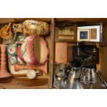 A mixed collection of items to include costume jewellery, oriental vase, pottery, metalware etc (
