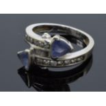 14ct white gold ladies ring (marked as 14k). 4.6 grams. UK size N. Testing marks apparent.