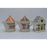 A trio of teapots to include Sadler examples Carousel, Circus and Wade English Life teapot