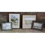 A collection of framed Doris Brown original artwork to include a potteries scene, a village and