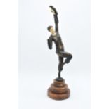 Early 20th century Art-Deco style bronze figure, circa 1920s, raised on tiered marble (or similar