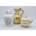 A collection of pottery to include a lidded Aynsley gilded bowl, Aynsley Wild Tudor vase and a Royal