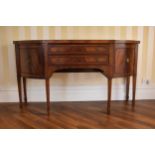 Edwardian mahogany satinwood crossbanded inlaid bow front sideboard. 168 x 59 x 93cm tall. In good