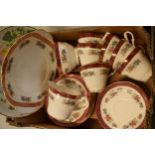 Royal Stafford Bone China part tea set in the Morning Glory design to include 6 cups, 6 saucers, 6