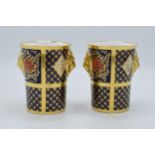 A pair of Caverswall beakers / vases in the Romany pattern (2). In good condition with no obvious