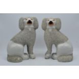 A pair of large 19th century Victorian Staffordshire Pottery fireside dogs with granular finish to