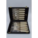 A cased set of 6 silver plated fish knives and forks