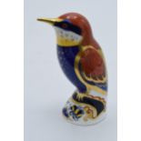 Boxed Royal Crown Derby paperweight Bee-eater. First quality with stopper. In good condition with no