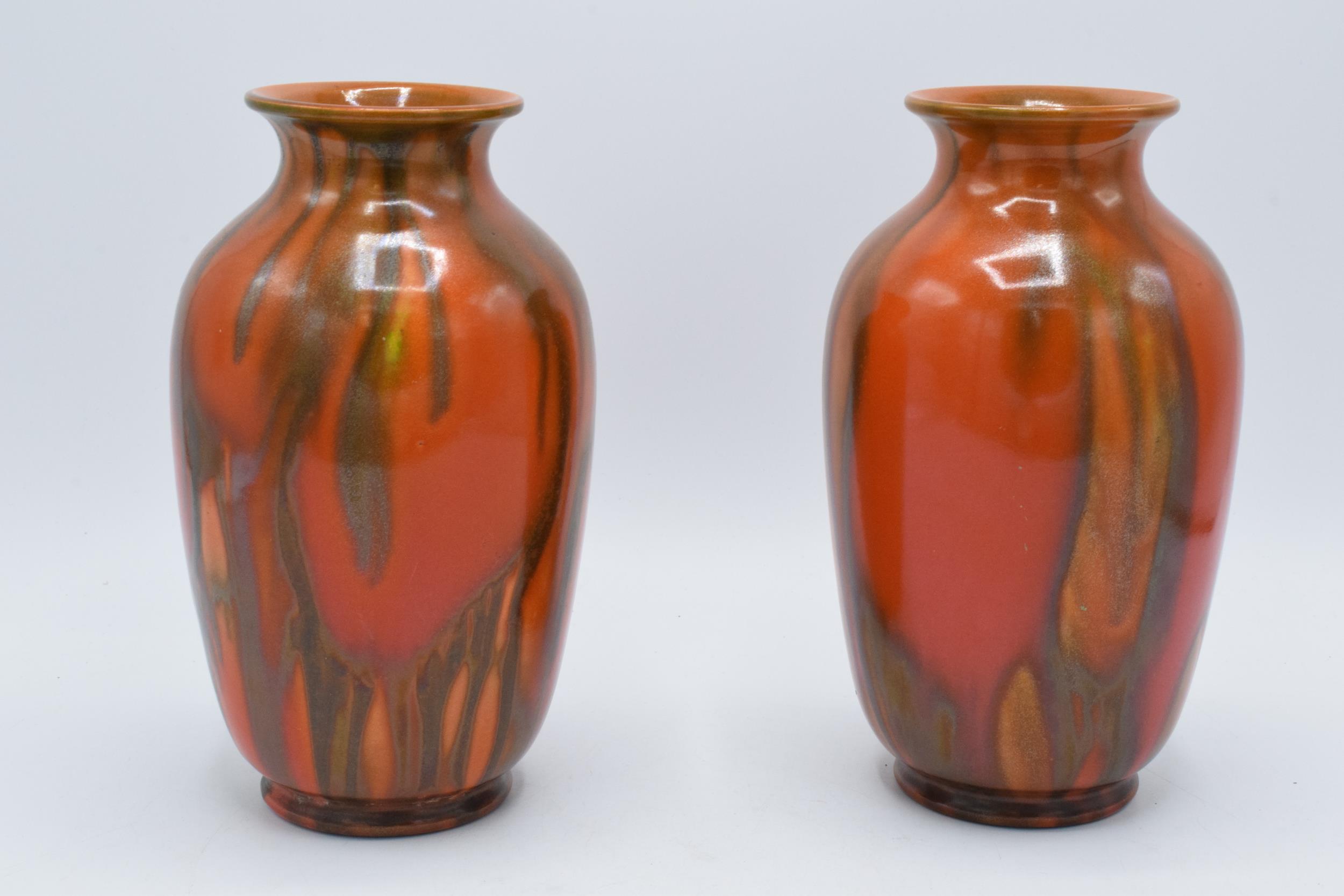 A collection of pottery to include Bretby pair of orange lustre vases, Before and After shaving - Image 9 of 10