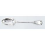 Victorian silver basting spoon, London 1869. 135.7 grams. 30cm long.