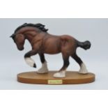 Beswick matte brown Spirit of Earth horse on wooden base In good condition with no obvious damage or