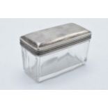 Russian silver lidded glass box St Petersburg by Fabian Allenius circa 1860. Approximately 6x3cm.
